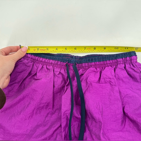 Vintage 90s UMBRO Soccer Shorts Medium Nylon ColorBlock Purple Spellout. - Picture 7 of 7